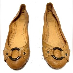 Frye Carson Harness Brown Leather Ballet Flats